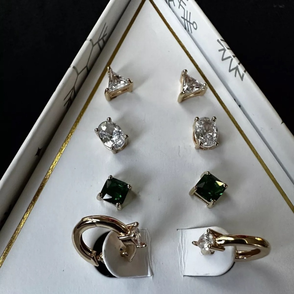 Macy's Rhinestone Crystal Stud Earrings - Picture 2 of 2